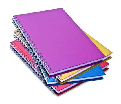 Set of color notebook isolated on white background Stock Photos