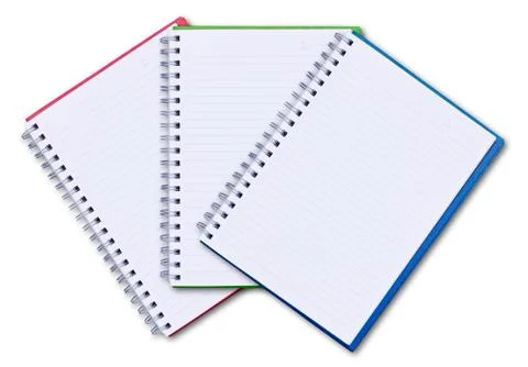 Set of color notebook isolated on white background Stock Photos