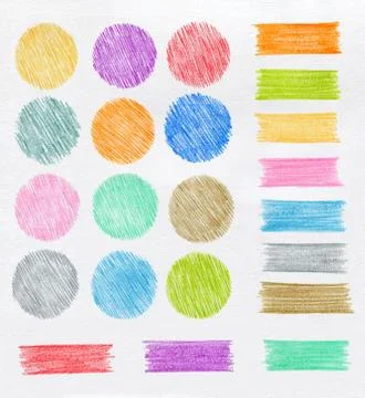 Set of color pencil design elements Stock Illustration