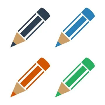 Set of color pencils on white background. Stock Illustration