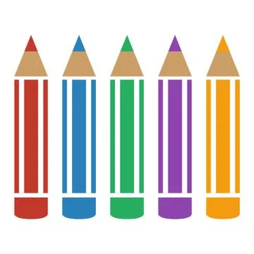 Set of color pencils on white background. Stock Illustration