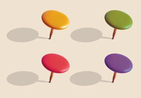 Set of color pins. Vector Stock Illustration