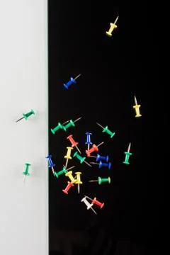 Set of color push pins Stock Photos