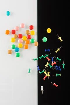 Set of color push pins Stock Photos