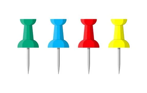 Set of color push pins. Plastic pushpin. Stock Illustration