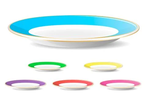 Set of color simple plates isolated Stock Illustration