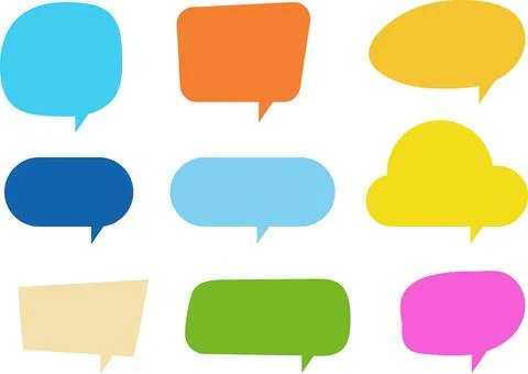 Set of Color Speech Bubble. Chatting box hand drawn illustration Stock Illustration