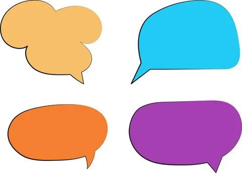 Set of Color Speech Bubble. Chatting box hand drawn illustration Stock Illustration