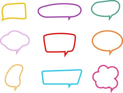 Set of Color Speech Bubble. Chatting box hand drawn illustration Stock Illustration