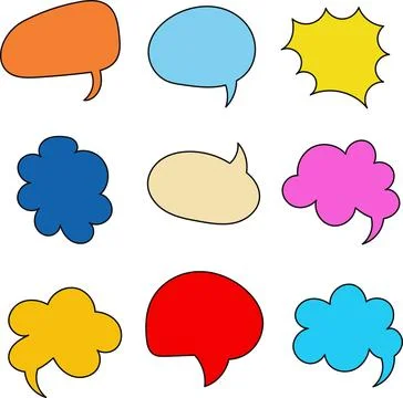Set of Color Speech Bubble. Chatting box hand drawn illustration Stock Illustration