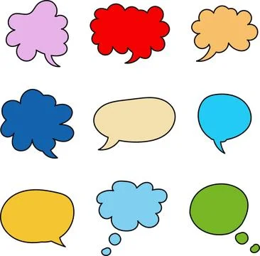 Set of Color Speech Bubble. Chatting box hand drawn illustration Stock Illustration