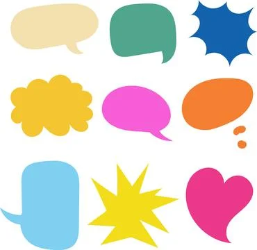 Set of Color Speech Bubble. Chatting box hand drawn illustration Stock Illustration