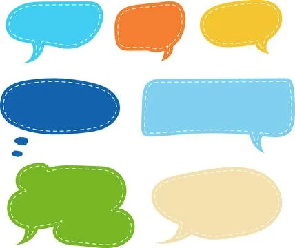 Set of Color Speech Bubble. Chatting box hand drawn illustration Stock Illustration