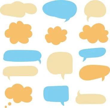 Set of Color Speech Bubble. Chatting box hand drawn illustration Stock Illustration
