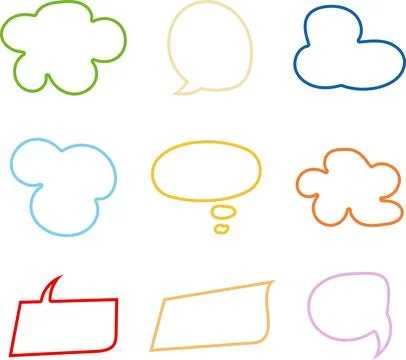 Set of Color Speech Bubble. Chatting box hand drawn illustration Stock Illustration