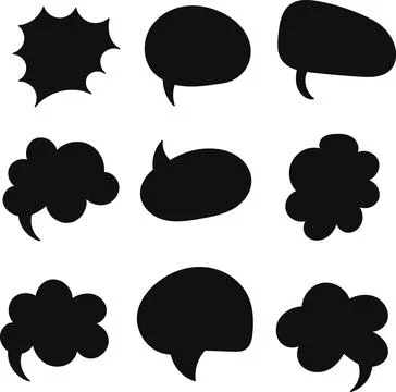 Set of Color Speech Bubble. Chatting box hand drawn illustration Stock Illustration