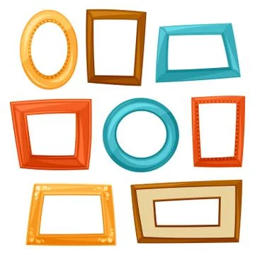 Set of color various frames on white background 库存插图