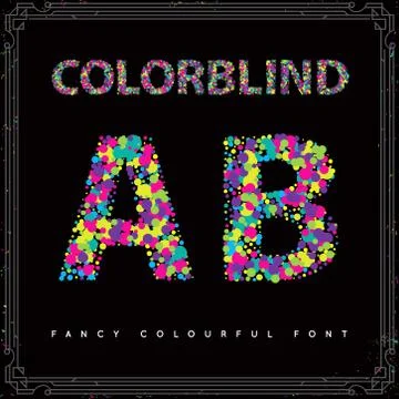 Set of Colorblind Style Font in Vector. Fresh trendy colors. Stock Illustration