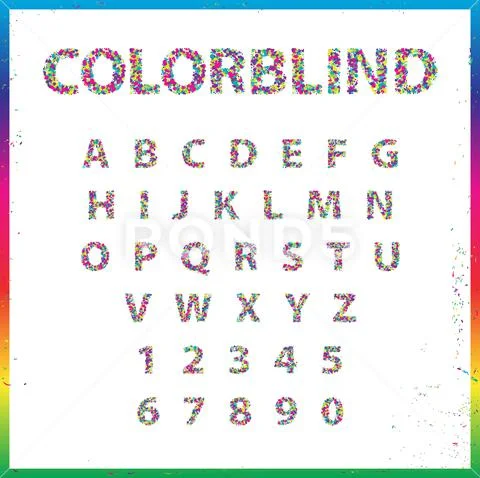 Set of Colorblind Style Font in Vector. Fresh trendy colors.: Graphic ...