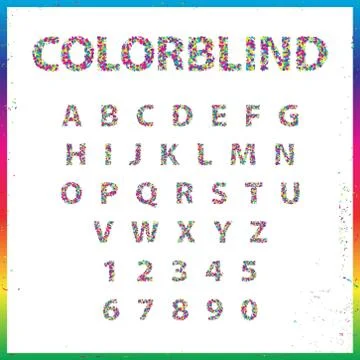 Set of Colorblind Style Font in Vector. Fresh trendy colors. Stock Illustration