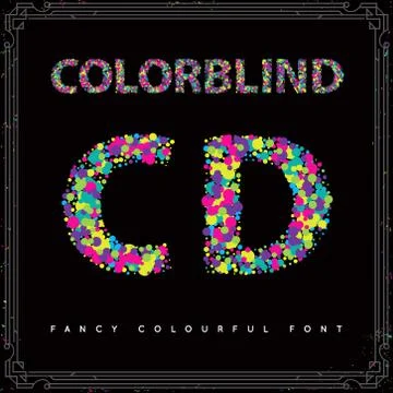 Set of Colorblind Style Font in Vector. Fresh trendy colors. Stock Illustration