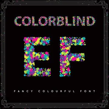 Set of Colorblind Style Font in Vector. Fresh trendy colors. Stock Illustration