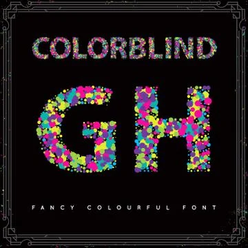 Set of Colorblind Style Font in Vector. Fresh trendy colors. Stock Illustration