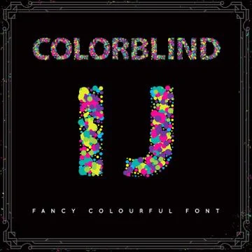 Set of Colorblind Style Font in Vector. Fresh trendy colors. Illustrazione stock