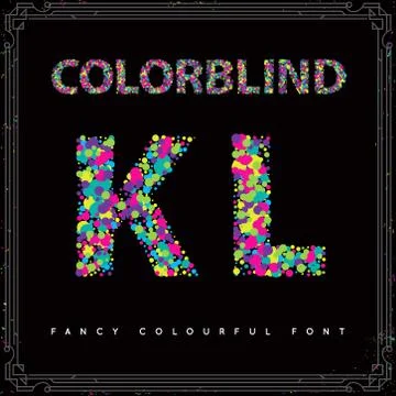 Set of Colorblind Style Font in Vector. Fresh trendy colors. Stock Illustration