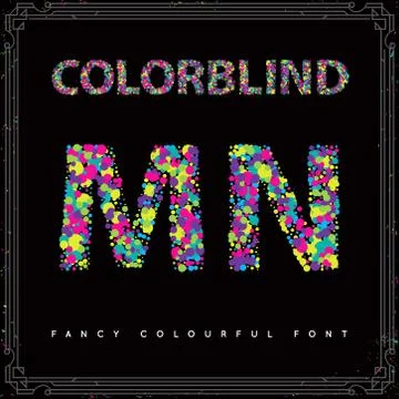 Set of Colorblind Style Font in Vector. Fresh trendy colors. Stock Illustration