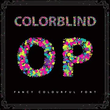 Set of Colorblind Style Font in Vector. Fresh trendy colors. Stock Illustration
