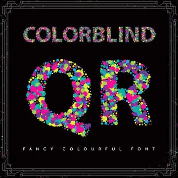 Set of Colorblind Style Font in Vector. Fresh trendy colors. Stock Illustration