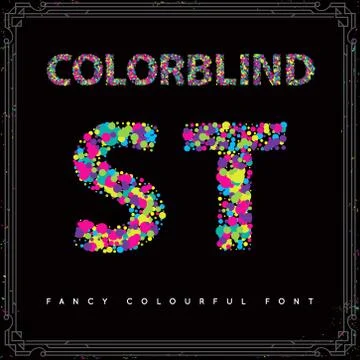 Set of Colorblind Style Font in Vector. Fresh trendy colors. Stock Illustration