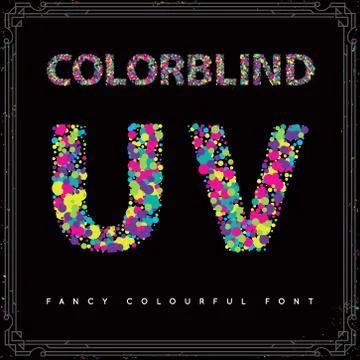 Set of Colorblind Style Font in Vector. Fresh trendy colors. Stock Illustration