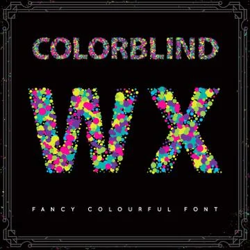 Set of Colorblind Style Font in Vector. Fresh trendy colors. Stock Illustration