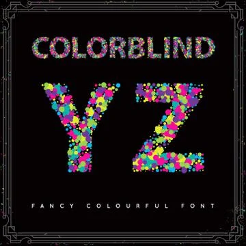 Set of Colorblind Style Font in Vector. Fresh trendy colors. Stock Illustration