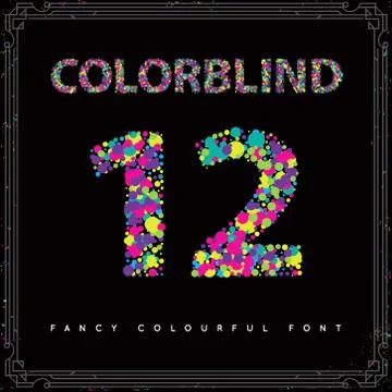 Set of Colorblind Style Font in Vector. Fresh trendy colors. Stock Illustration
