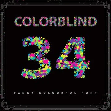 Set of Colorblind Style Font in Vector. Fresh trendy colors. Stock Illustration