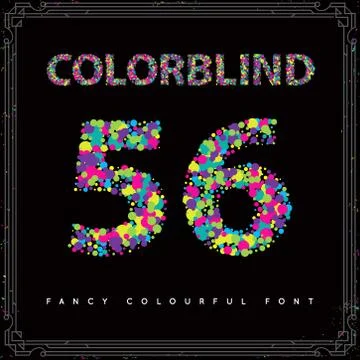 Set of Colorblind Style Font in Vector. Fresh trendy colors. Stock Illustration