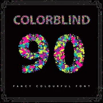 Set of Colorblind Style Font in Vector. Fresh trendy colors. Stock Illustration