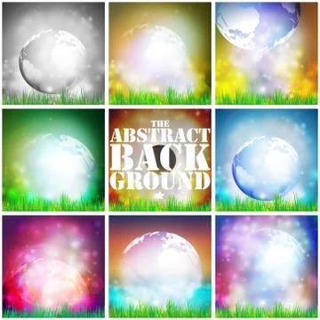 Set Of Colored Abstract Background of globe with grass vector illustration Stock Illustration
