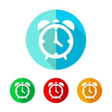 Set of colored alarm clock icons. Vector illustration. Stock Illustration