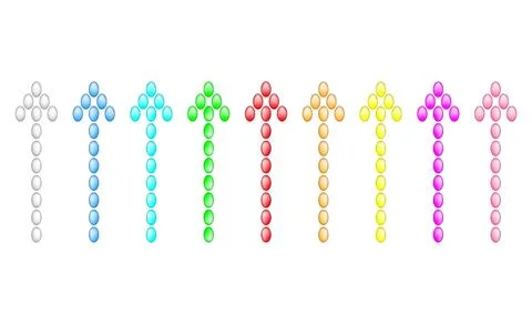 A set of colored arrows made of spheres, buttons, and straight lines. Gradie Stock Illustration