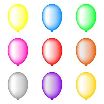 Set of colored balloons isolated on white background for design. Vector. Stock Illustration