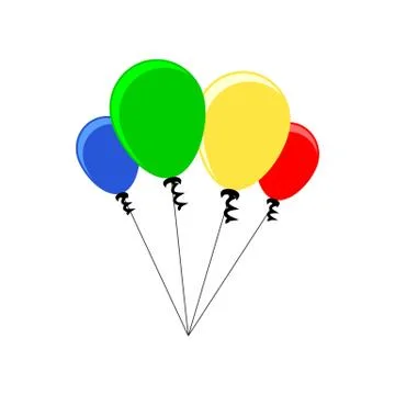 Set of colored balloons vector illustration isolated on white background. Stock Illustration