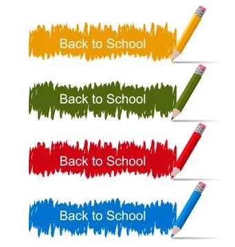 Set of Colored Banners with Pencils Illustrazione stock