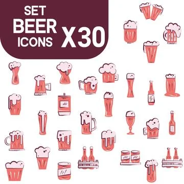 Set of colored beer icons Vector Stock Illustration