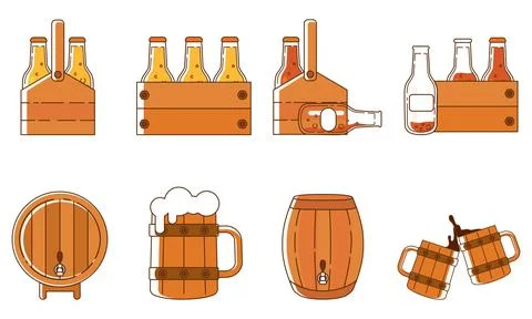 Set of colored beer icons Vector Stock Illustration