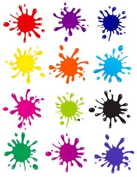Set of colored blots on the white background. Raster version. Stock Illustration
