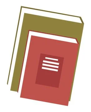 Set of colored books icons in flat design cartoon style. Vertical stack of Stock Illustration